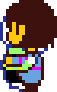 Durant la fin de la Route Vrai Pacifiste, Frisk a le choix de calmer Asriel. Si c'est le cas, Frisk va faire un câlin à Asriel. C'est le seul moment où ce sprite particulier de Frisk est utilisé.