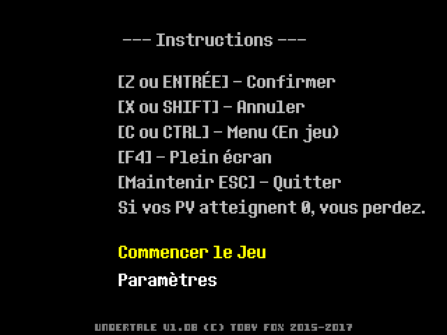 Start Menu - Undertale Wiki FR