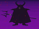 Une silhouette d'Asgore qui peut être aperçue à la fin de la vidéo pour le Kickstarter d'Undertale.[3]